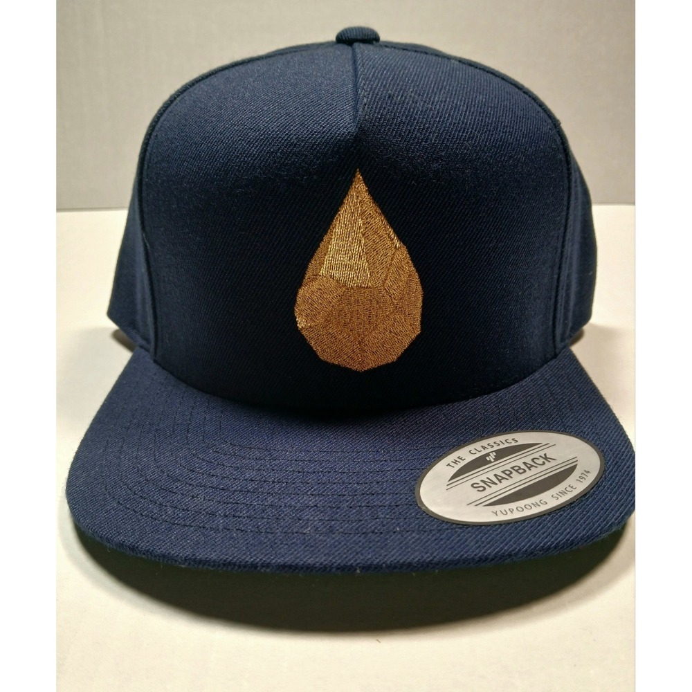 The Classics Yupoong Snapback Hat Navy Blue Gold Droplet Icon Geometric Flat...